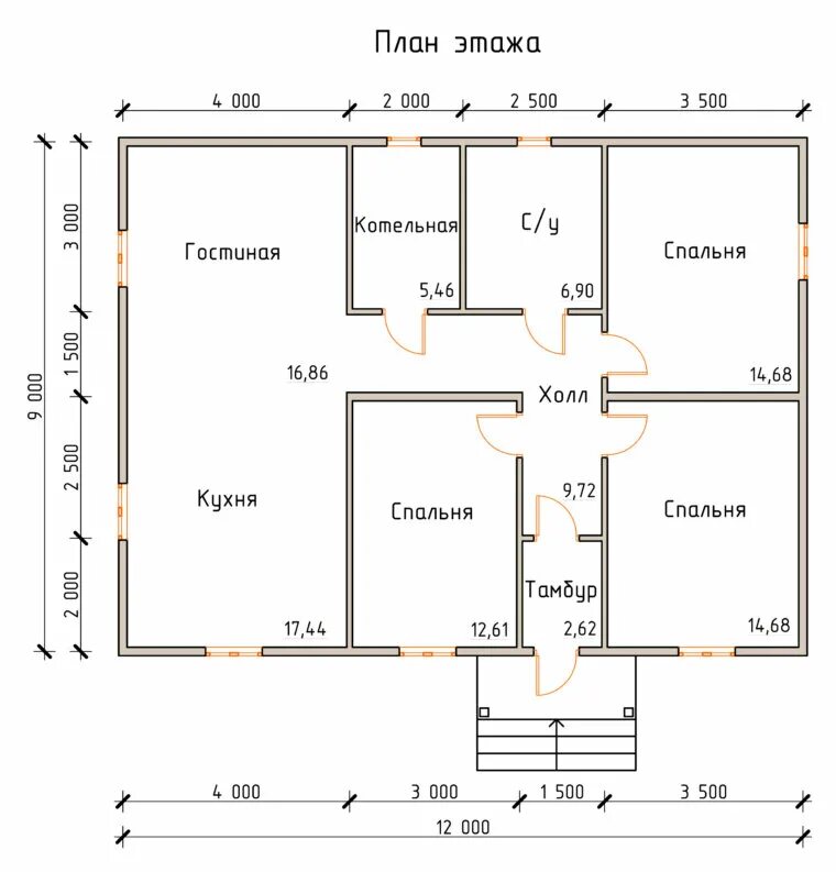 Планировки одноэтажных домов шириной Проект дома 10 на 12 одноэтажный фото - DelaDom.ru