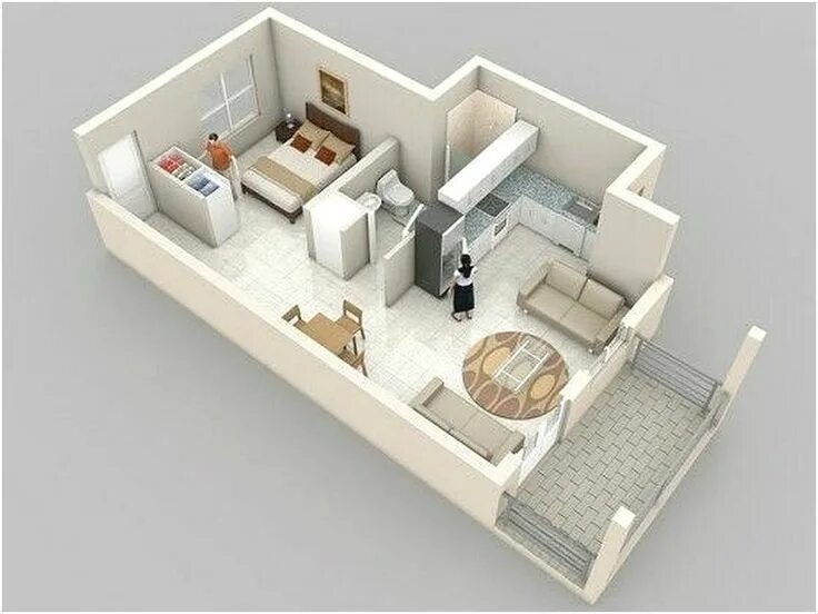 Планировки постройки квартир Desain Sketsa Denah Rumah Minimalist 1 Kamar Tidur Besar Terbaru Planos de apart