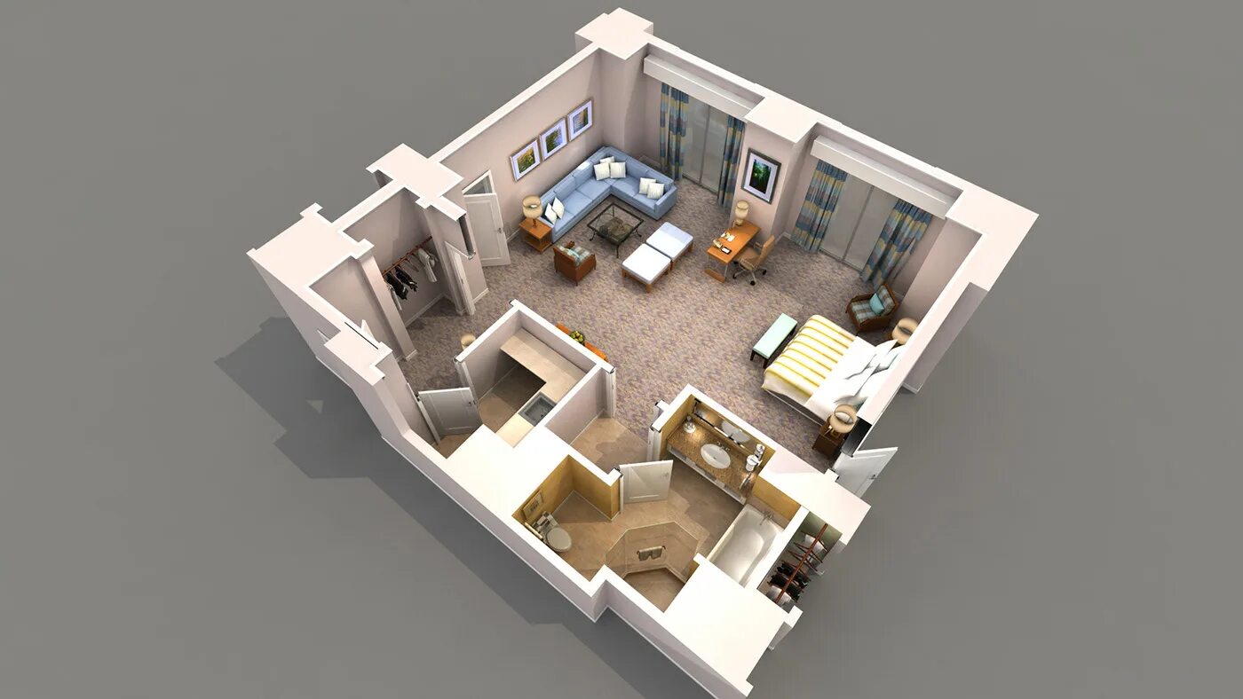 Планировки постройки квартир Kenneth Massey: Custom 3D Assets for Hotel Industry (7) Images :: Behance