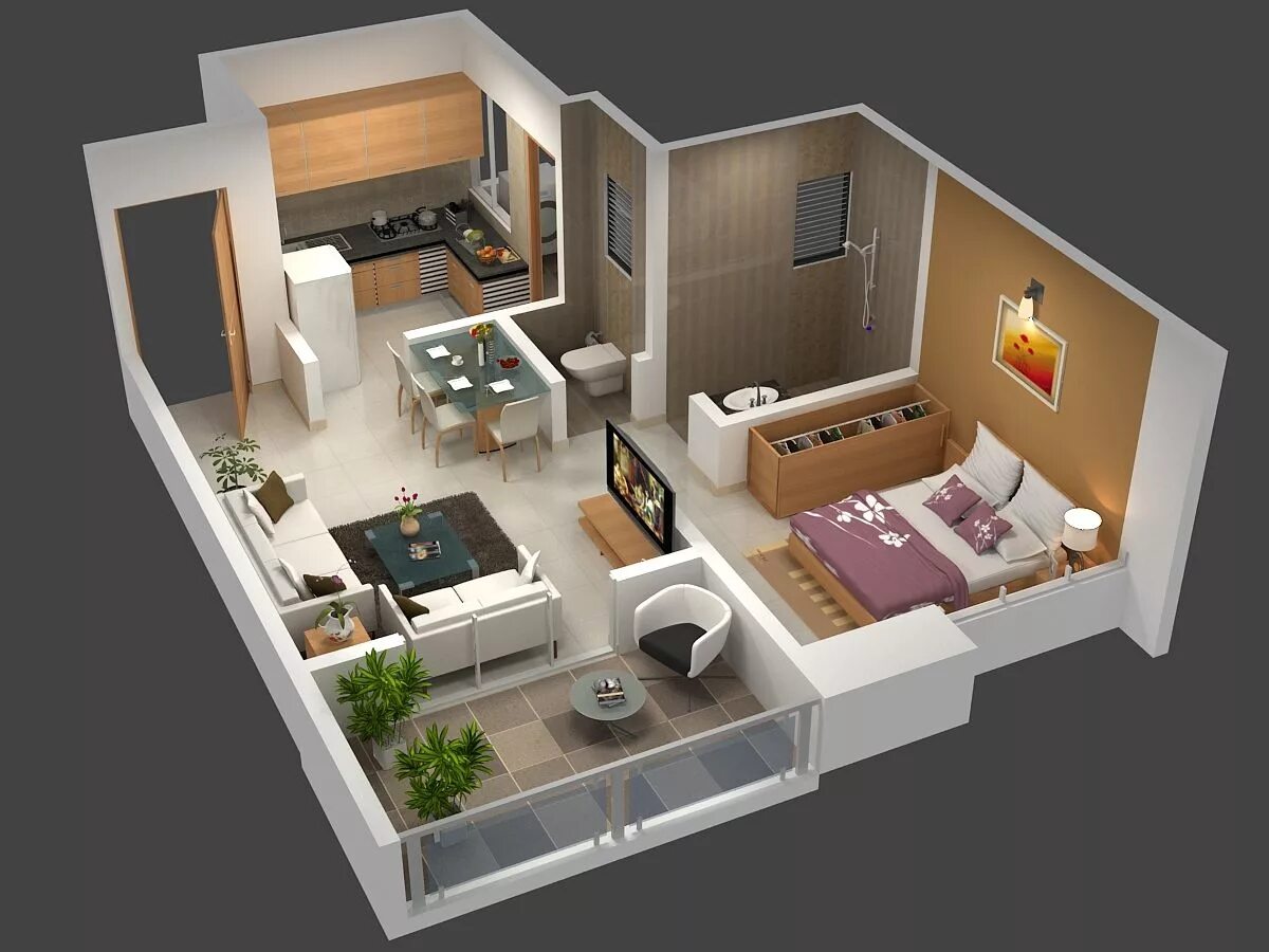 Планировки постройки квартир One bedroom house plans, Small house plans, House plans