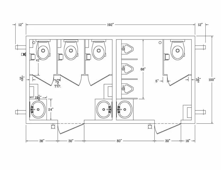 Планировки санузлов на 2 этажах Ada Bathroom Dimensions With Simple Sink And Toilet For Ada Public Bathroom Dime