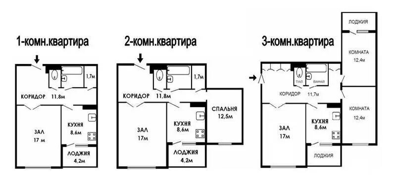 Планировки советских квартир 3 комнаты Планировка двухкомнатной квартиры в панельном доме фото - DelaDom.ru