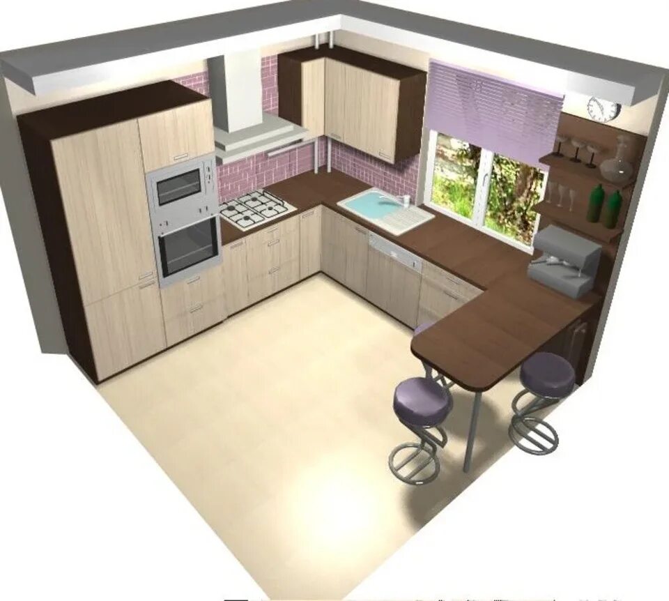 Планировки совмещенных кухонь Kitchen design 3x5 (58 Photos)