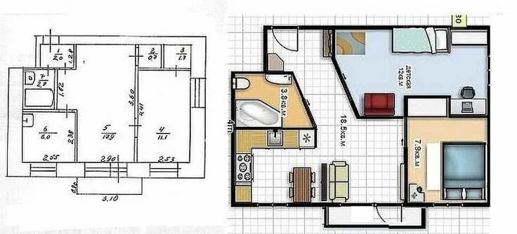 Планировки старых 2 комнатных квартир Перепланировка старой квартиры Квартира, Планировки, Планы небольших квартир