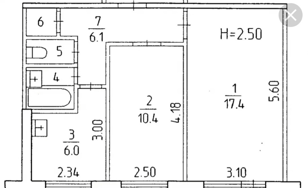 Планировки старых 2 комнатных квартир Купить 2-комнатную квартиру, 41 м² по адресу Тверь, Склизкова, 79, 1 этаж за 2 9