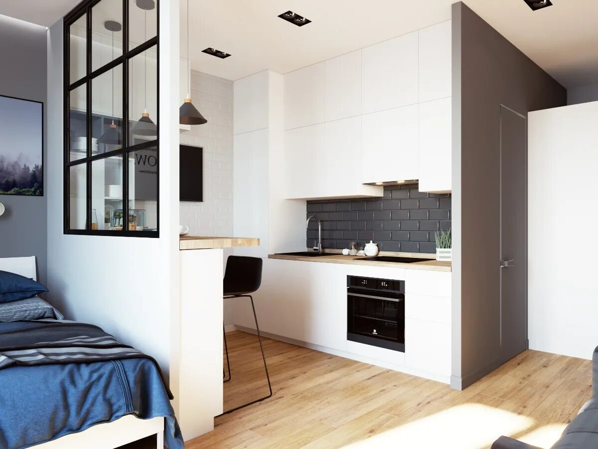 Планировки студии 25 кв м фото Студия 30,87 м². Москва - KODA interior studio