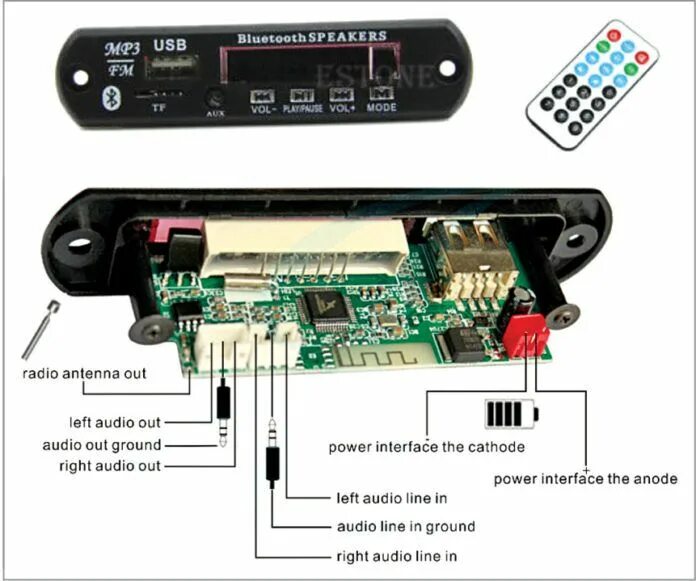 Плата блютуз как подключить Two-Channel Wireless Audio Amplifier Using Bluetooth & TA8210AH Wireless audio, 