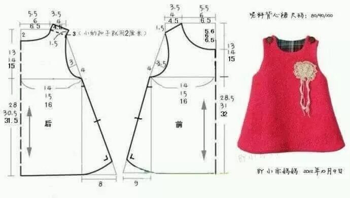 Платье 1 2 года выкройка molde pinafore - Pesquisa Google Kids dress patterns, Baby clothes patterns, Kid