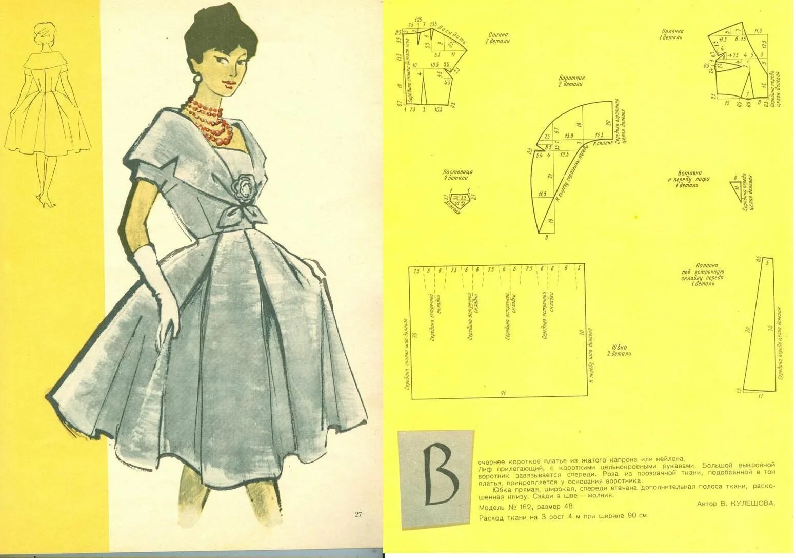 Платье 50 х годов выкройка Платье с широким подолом в складки Vestiti vintage, Cucire vestiti, Cucito per p