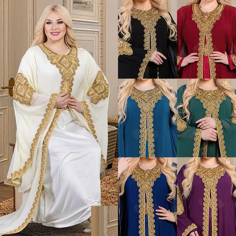 Платье бабочка женское в дубайском стиле Халат Boubou Djellaba женский Кафтан Дубай абайя Турция мусульманское шифоновое 