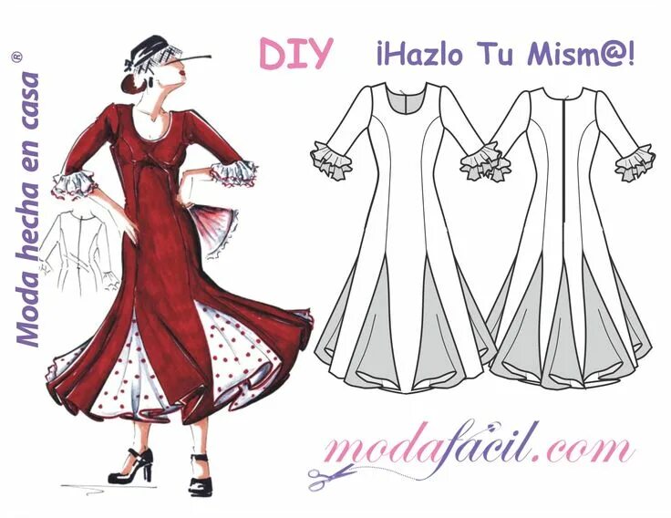 Платье бальные танцы выкройка Descarga gratis los patrones del Vestido de Fiesta Flamenca Vestidos de flamenca