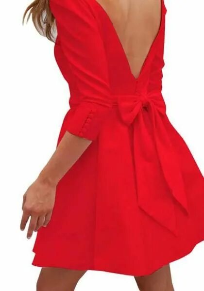 Платье бант фото Red Plain Bow Round Neck Party Cotton Mini Dress (With images) Dresses, Mini dre