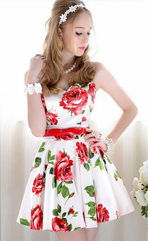 Платье белое с цветами фото ADOREI lindo vestido branco!! tão delicada! *0* Red homecoming dresses, Homecomi