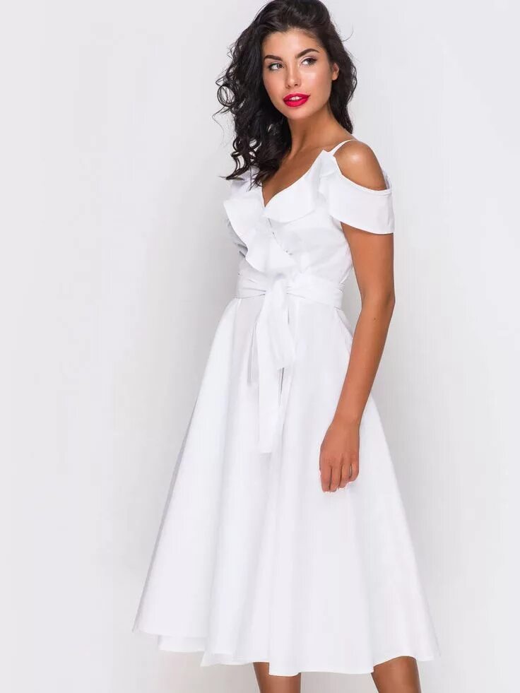 Платье белое цена фото Cotton white event dress,spaghetti strap wrap dress,bare shoulders bridesmaids d