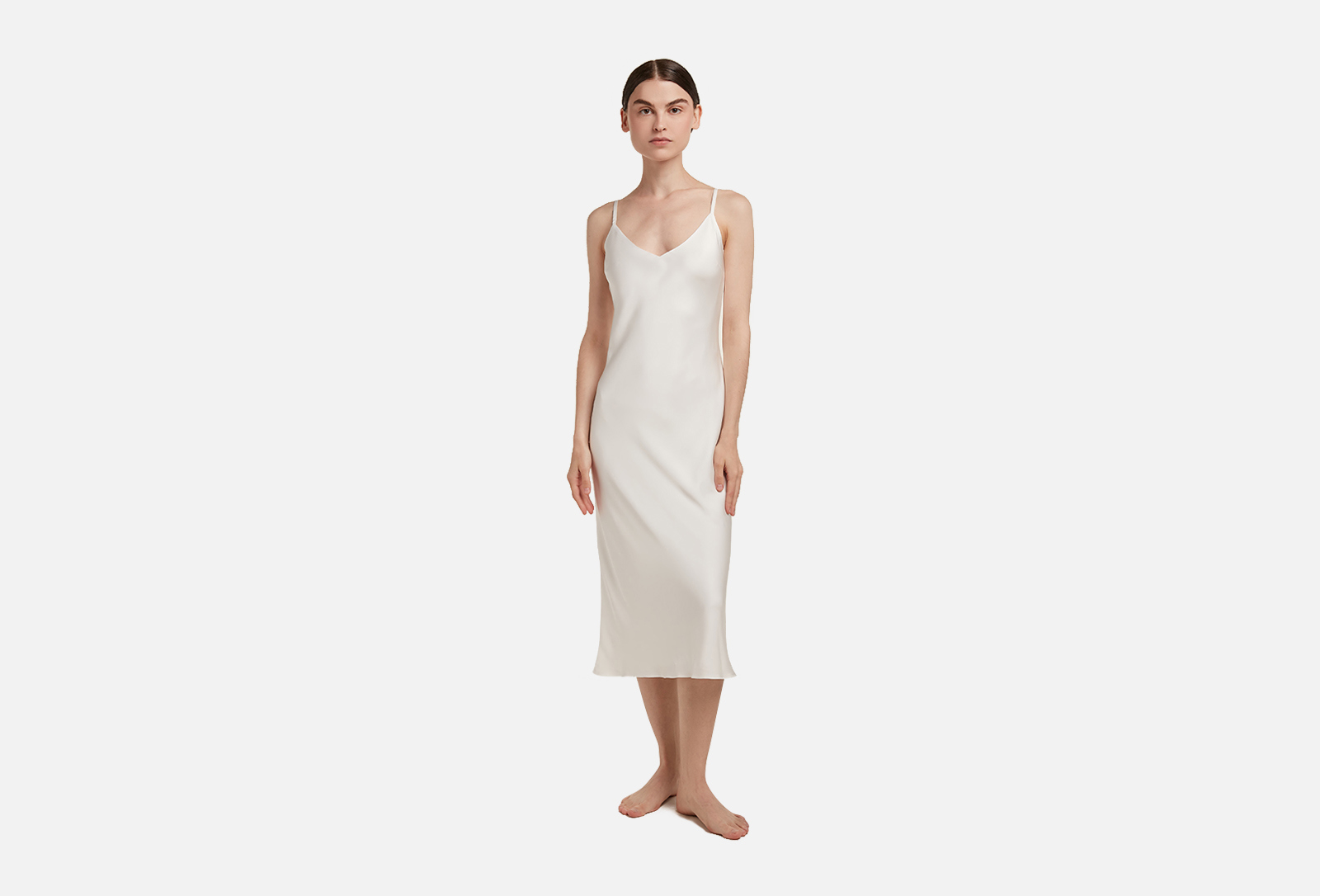 Платье белое цена фото LULIGHT Платье комбинация Sensy Slip Midi Dress белое Белый M - купить в Москве