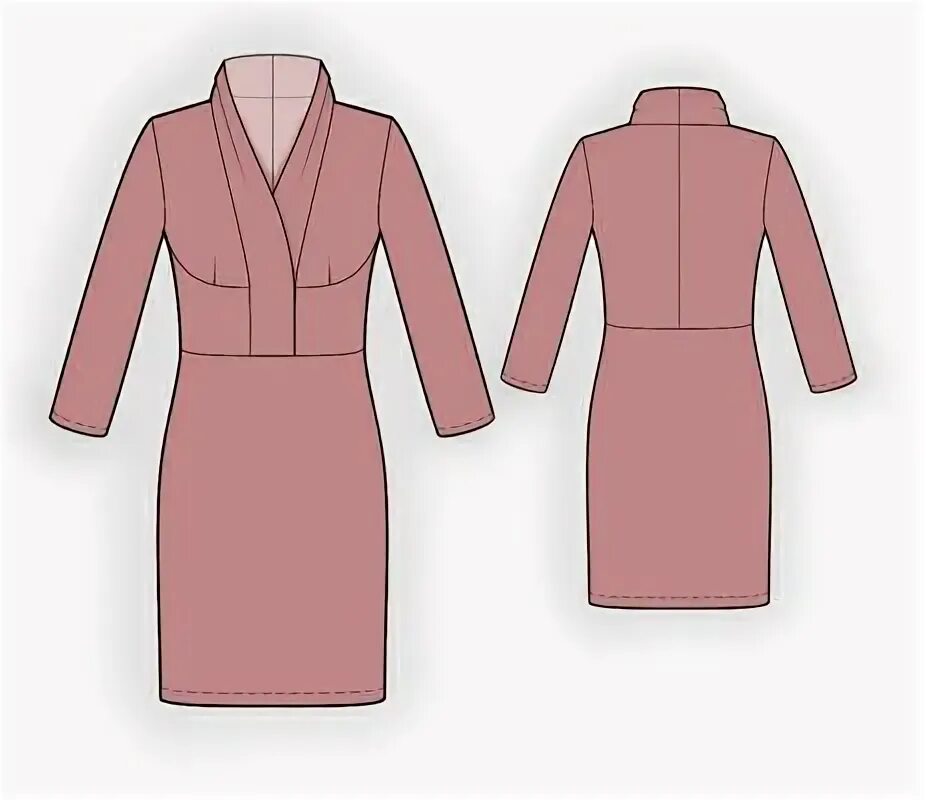 Платье без воротника выкройка Dress With Shawl Collar Sewing pattern women dress, Dress with shawl, Womens sew