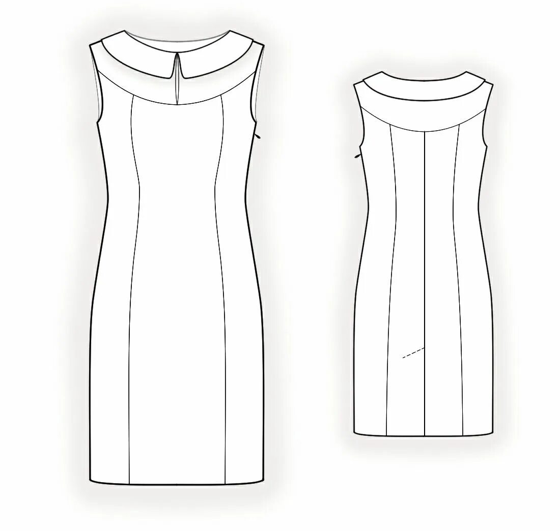 Платье без воротника выкройка Dress With Collar - Sewing Pattern #4322. Made-to-measure sewing pattern from Le