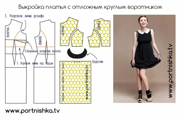 Платье без воротника выкройка Платье отрезное под грудью-01 Pattern fashion, Diy dress, Diy sewing pattern