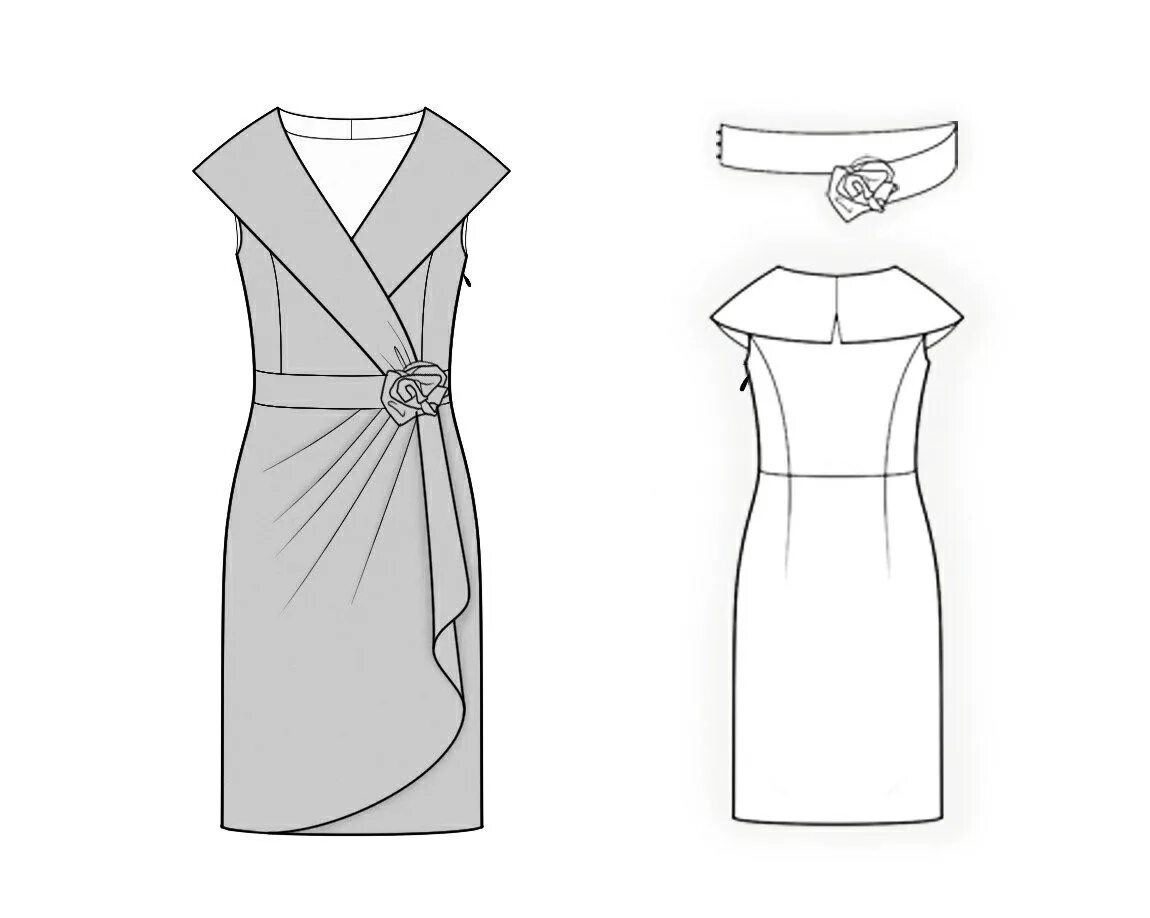 Платье без воротника выкройка Dress With Shawl Collar Sewing pattern women dress, Dress with shawl, Womens sew
