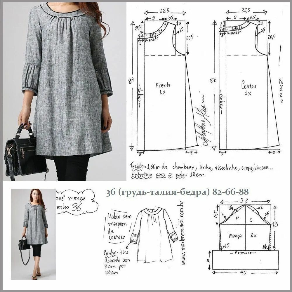Платье бохо выкройка большого размера Patrón de vestido con manga 3/4 (costura y corte) - Magazine Inspiration Needlew