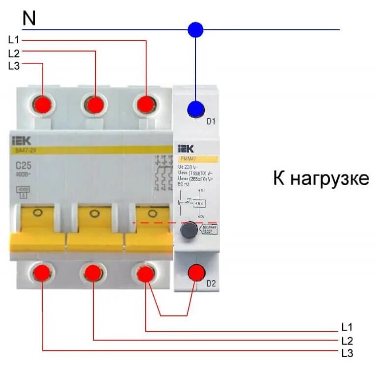 Подключение автомата iek Обзор расцепителя максимального и минимального напряжения РММ-47 - Сам электрик