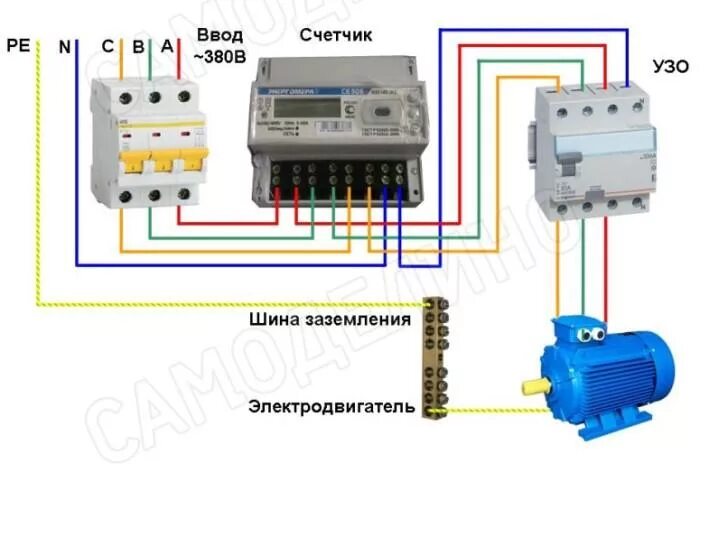 Подключение автомата трехфазного двигателя Подключение трехфазного двигателя через узо Praim-Remont.ru