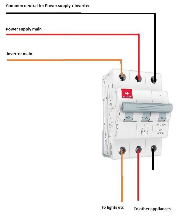 Подключение автоматического выключателя сверху или снизу electrical - Can I connect a power supply main (SPH) and inverter main (SPH) wit