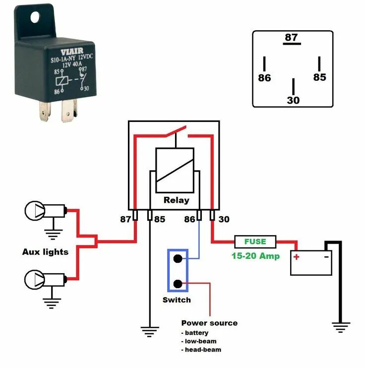 Подключение автомобильного реле 12в Relay : 2 Pole Relay Wiring Diagram : Relay Motorcycle wiring, Car amplifier, El