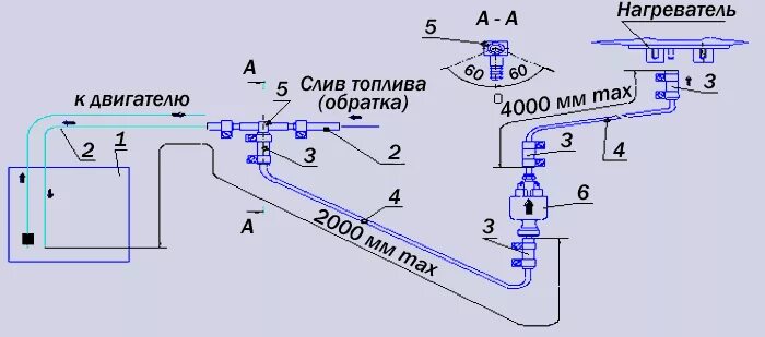 Подключение автономки к топливной системе Отопитель Планар-4Д кабины крановщика - монтаж узлов и агрегатов, забор топлива