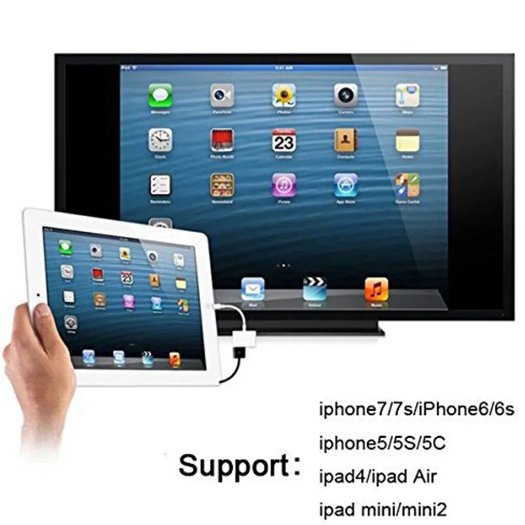 Подключение айпада к телевизору через hdmi Цифровой AV адаптер Lightning, адаптер для IOS и HDTV с портом для зарядки для H