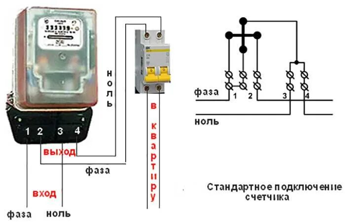 Подключение без счетчика электроэнергии Подключение однофазного электросчетчика - схема подключения
