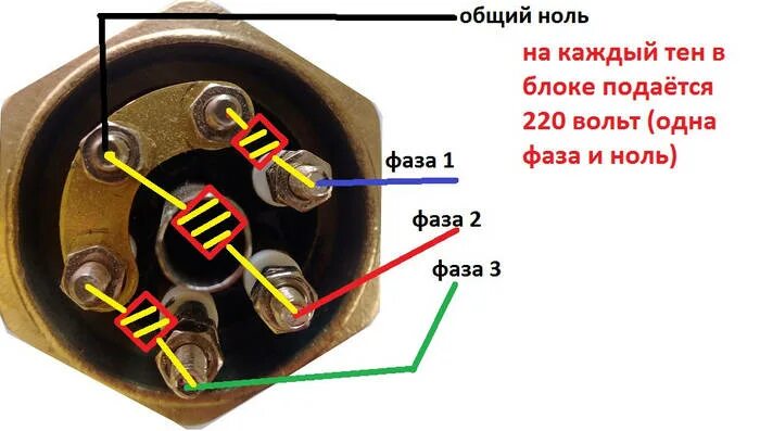 Подключение блока тэнов Подключение тэна