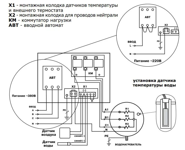 Подключение блока управления тенами ПУ Zota ЭВТ- И1 (6 кВт) PU3443320006 - купить с доставкой в Москве, цена, фото, 