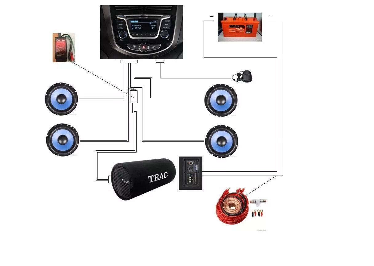 Подключение сабвуфера к штатной магнитоле солярис 1 Подключение сабвуфера к штатной голове - Hyundai Solaris Hatchback, 1,6 л, 2015 