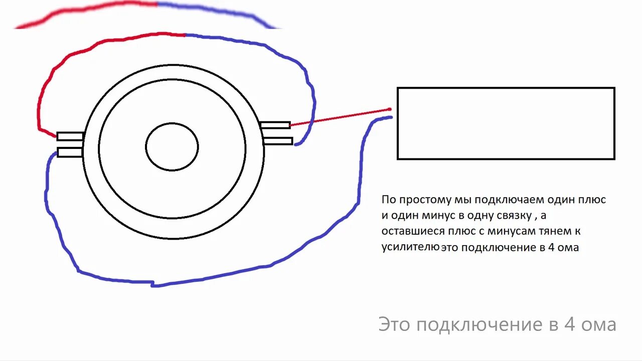 Подключение сабвуфера в 1 ом Подключение сабвуфера в 1 ом и 4 ома - YouTube