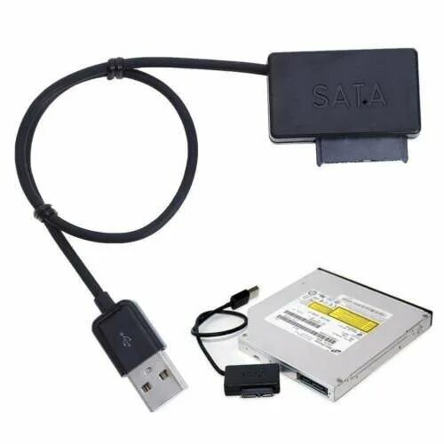 Подключение sata через usb Usb 2.0 к slimline SATA 7+6 13pin для ноутбука Cd Dvd Rom оптический привод адап