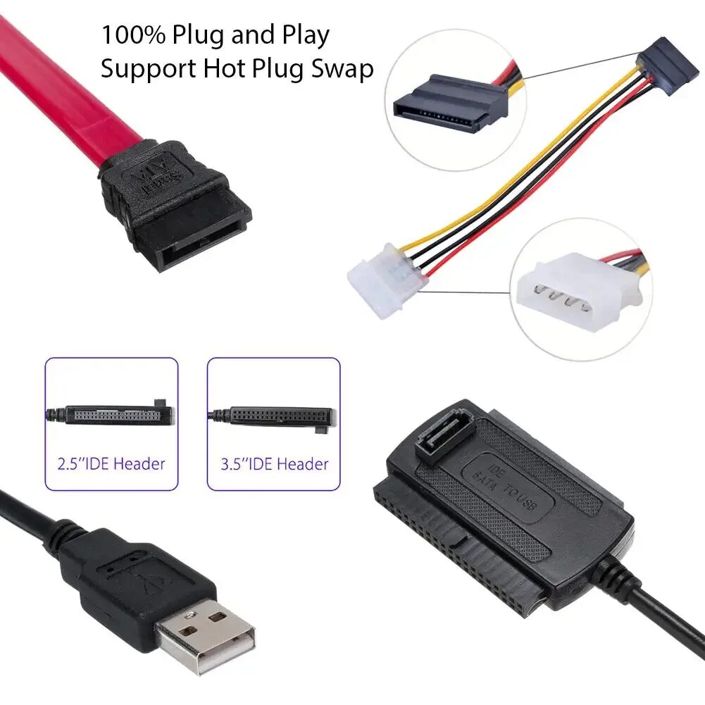 Подключение sata диска через usb Переходник с USB 2,0 на IDE SATA S-ATA 2,5 3,5 HD HDD AliExpress