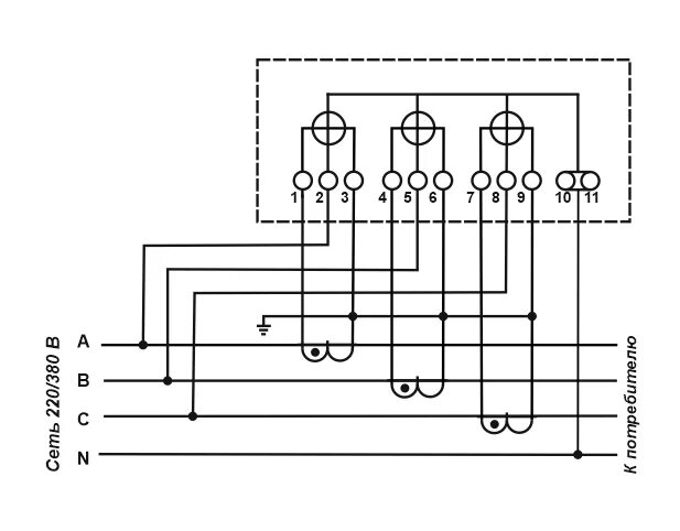 Подключение счетчика 380 через трансформаторы Подключение М234 нулевой ток на средней фазе - Форум техподдержки Инкотекс по сч
