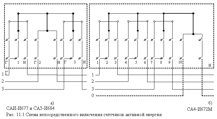 Подключение счетчика активной энергии 11. Схемы включения счётчиков для измерения активной и реактивной энергий в трёх