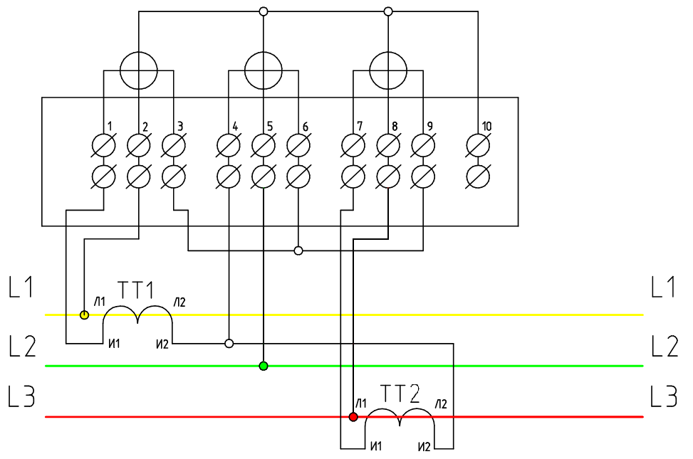 Подключение счетчика через два трансформатора тока 27.09.2016, Подключение счетчика электроэнергии в низковольтную сеть большой мощ