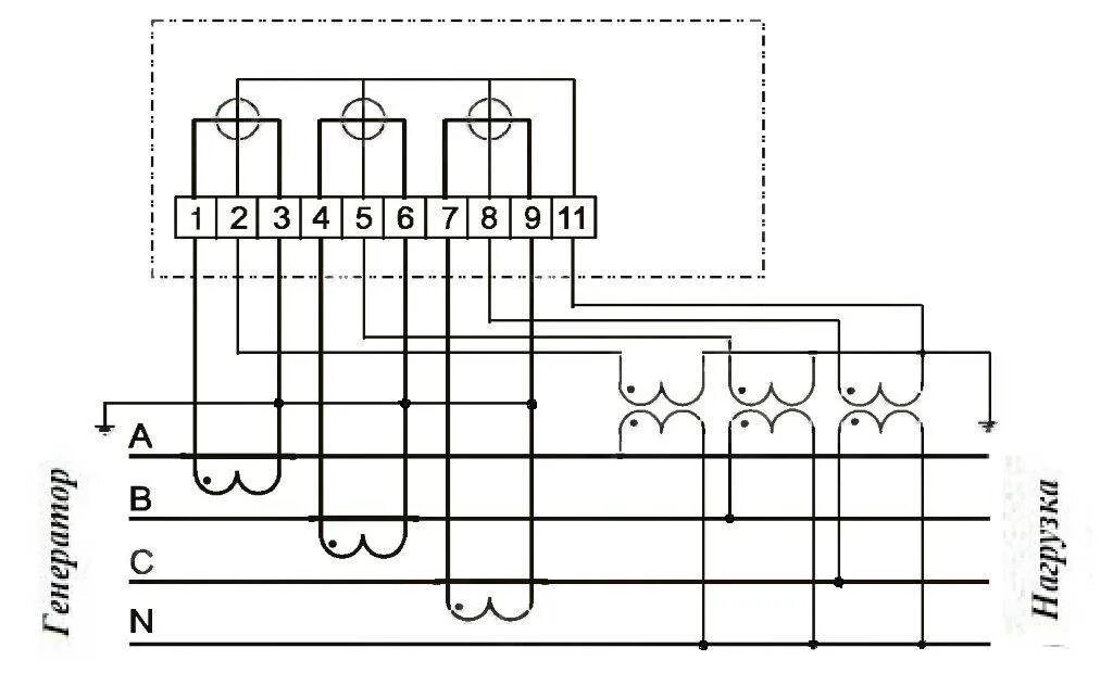 Подключение счетчика через трансформаторы тока 380 схема Схема расключения электросчетчика с трансформаторами тока