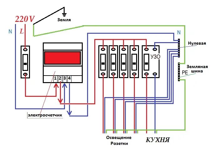 Подключение счетчика электроэнергии 220 Схема подключение электросчетчика пошаговая фото инструкция