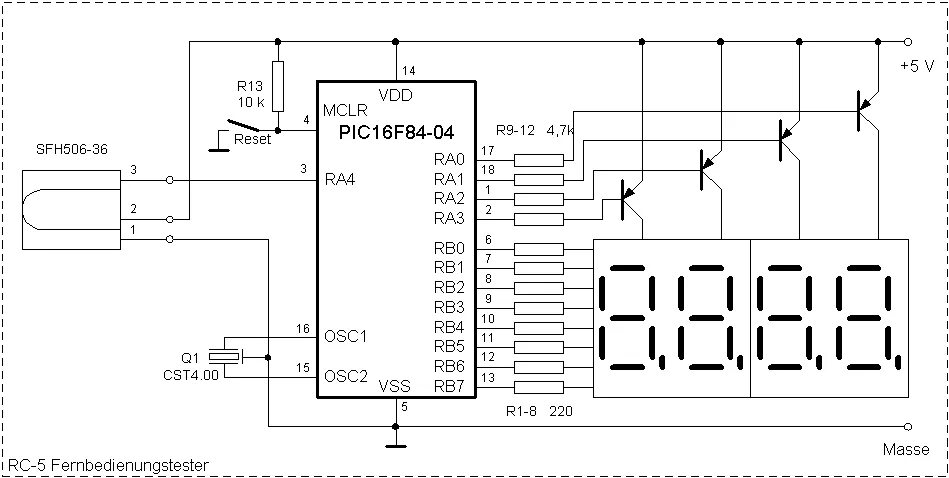 Подключение счетчика импульсов pic, RC-5 Fernbedienungstester