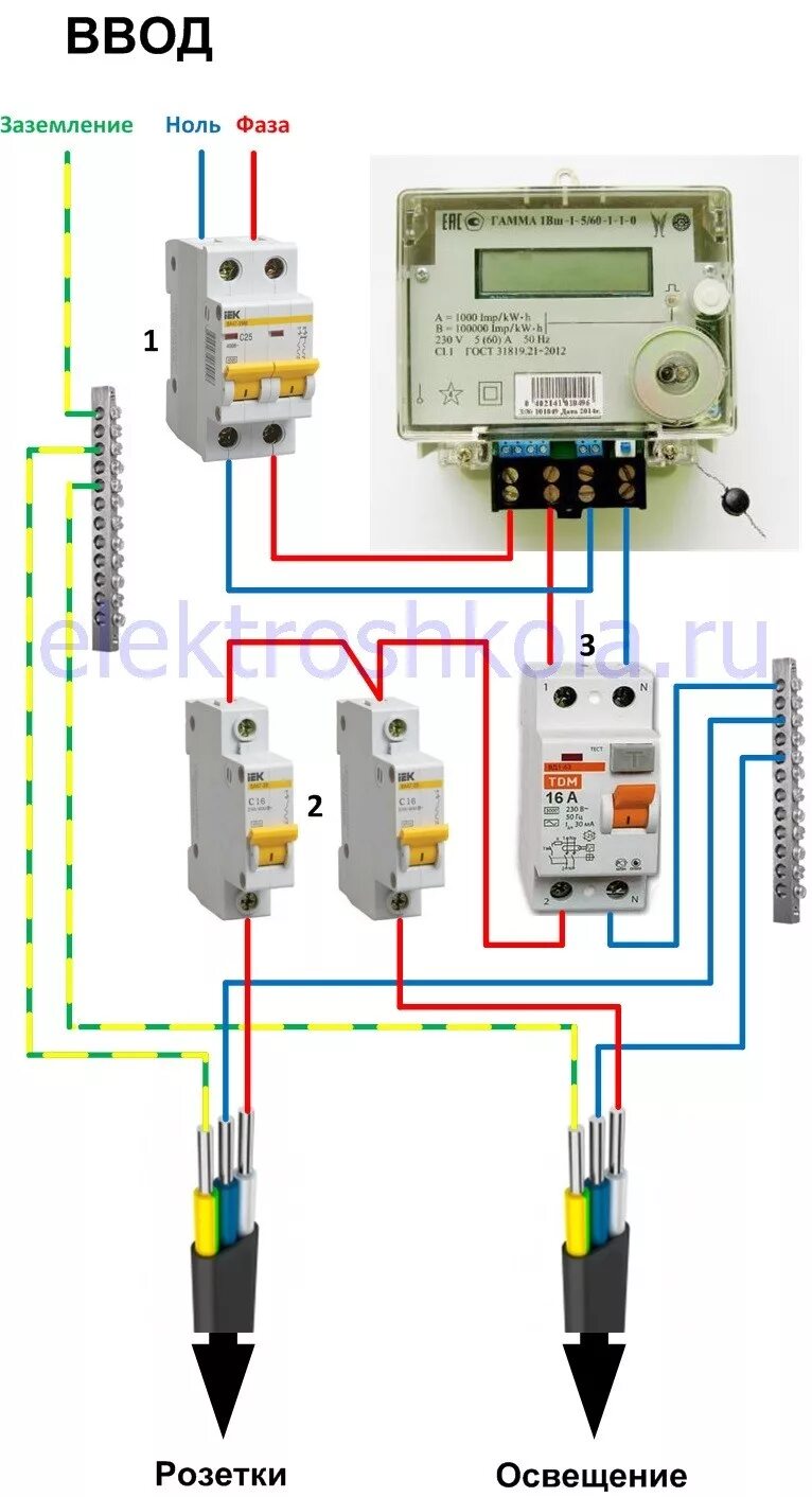 Подключение счетчика каким проводом Схема включения однофазного счетчика HeatProf.ru