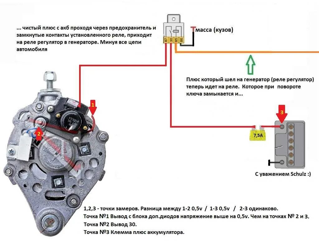 Подключение щеток генератора схема Сколько должна быть зарядка аккумулятора на ниве - фото - АвтоМастер Инфо