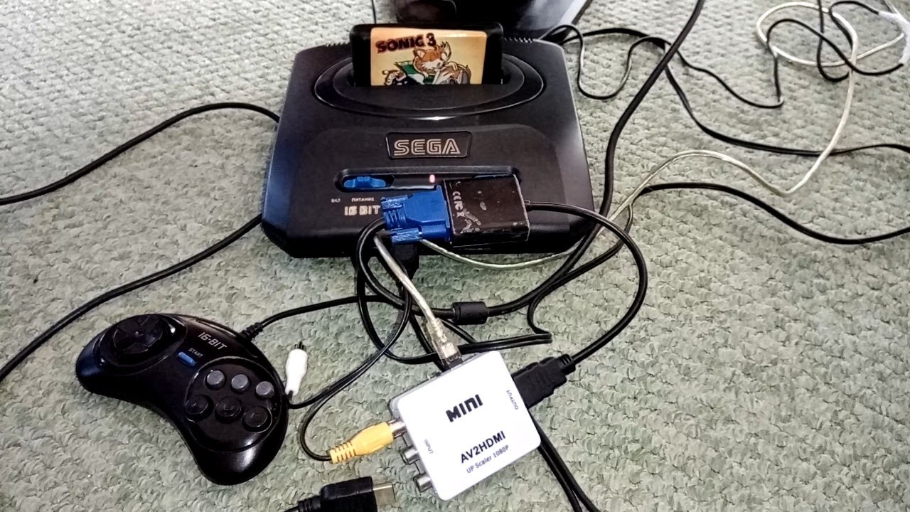 Подключение sega mega drive 2 к телевизору Подключение HDMI переходника к Sega новодел - YouTube