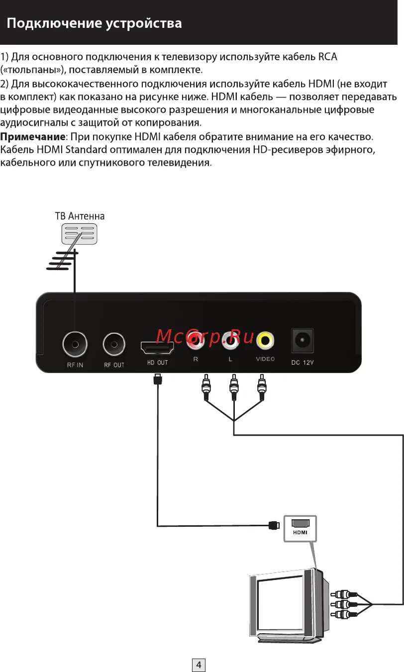 Подключение селенги к телевизору Selenga HD 80 8/24 Подключение устройства