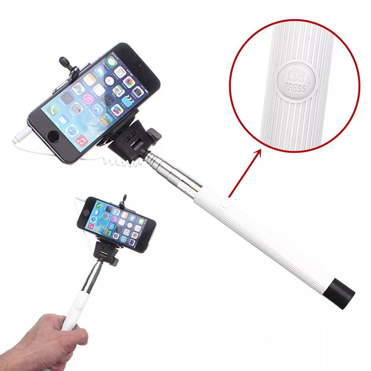 Подключение селфи палки к телефону Extendable Handheld Monopod Selfie Stick With 3.5mm Cable Sale - Banggood.com so