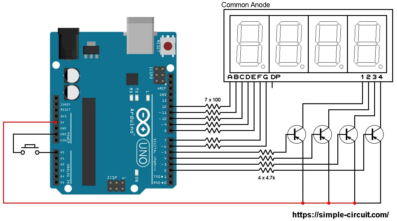 Подключение семисегментного индикатора к ардуино 4 разряда Integracija Preiskava Ponovljeno arduino chronomrter with led display 4 digit 7 