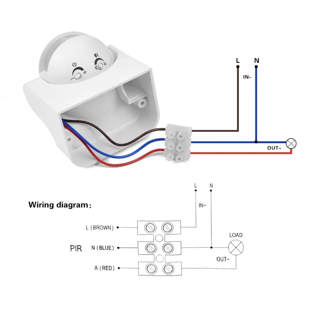 Подключение сенсорного датчика AIMENGTE High Sensitivity AC110V, 220V 180 Degree Energy-Saving indoor PIR Infra